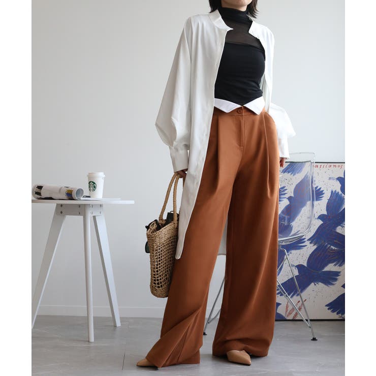 【aimohaオリジナル】3WAYサロペット タック入りワイドスラックス | aimoha  | 詳細画像44 