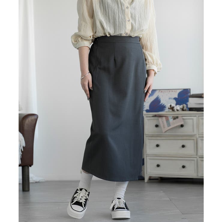 グレー | スリットAラインスカート | aimoha 