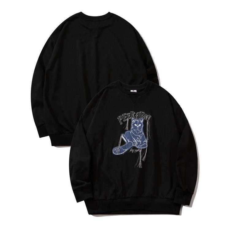 HOOK -original- かわいいネコパッチワーク刺繍フリンジスウェット | HOOK | 詳細画像9 