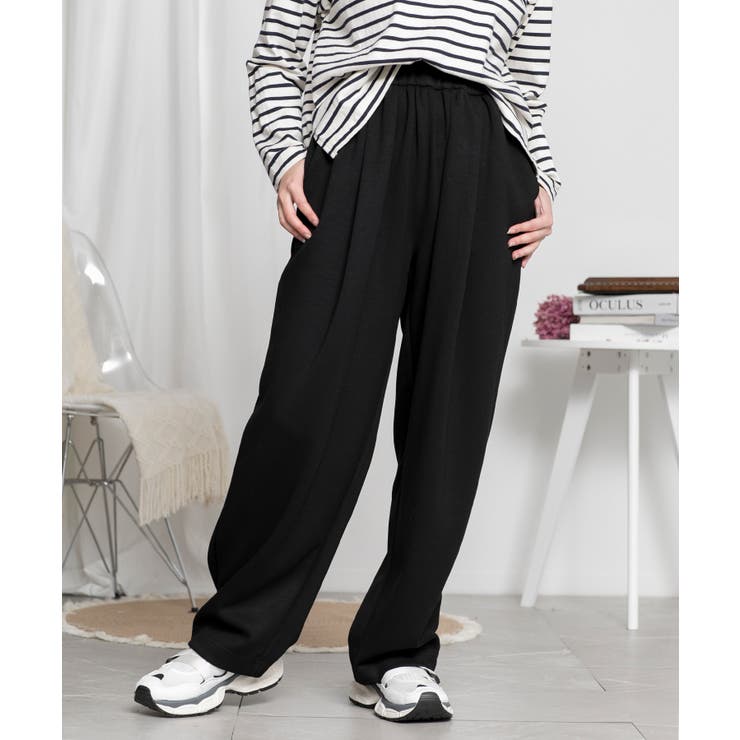 ブラック | ウエストゴムスウェットパンツ | aimoha 