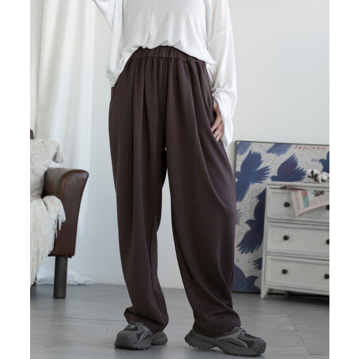 ブラウン | ウエストゴムスウェットパンツ | aimoha 