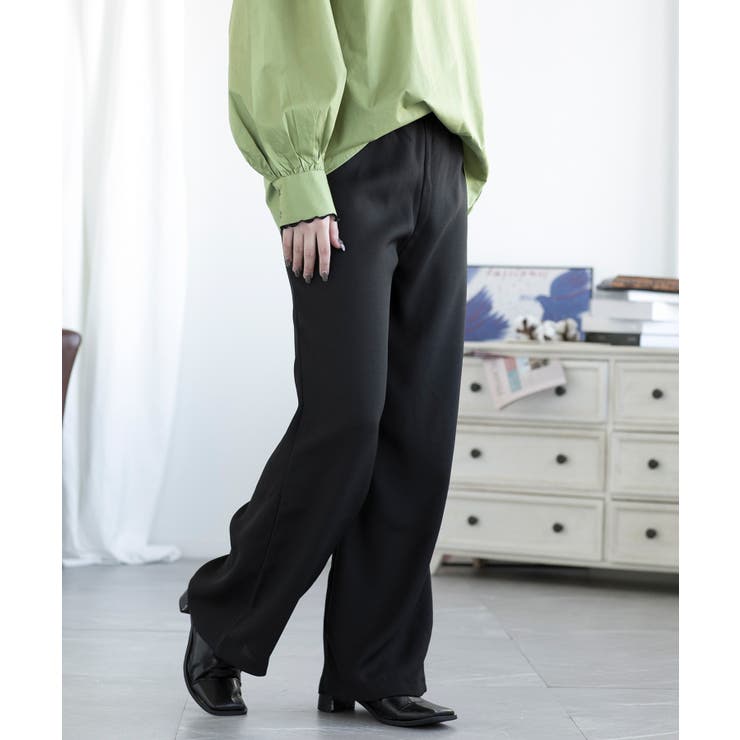 ブラック | ゆったりワイドパンツ | aimoha 