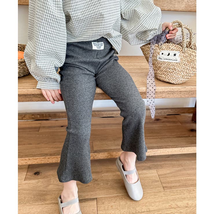 ダークグレー | 【aimoha-KIDS-】9分丈 セミフレアパンツ | aimoha kids