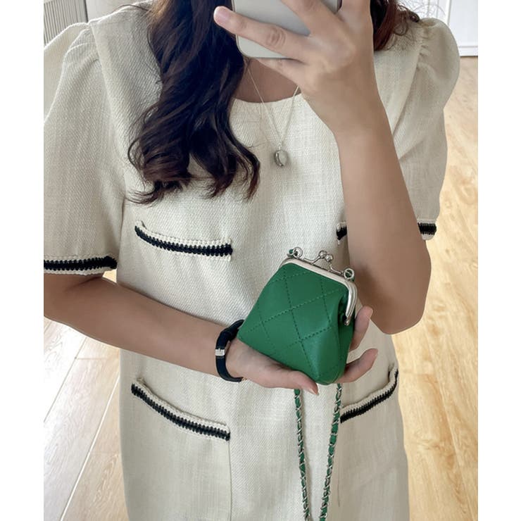 グリーン | ガマ口ミニキルティングバッグ | aimoha 