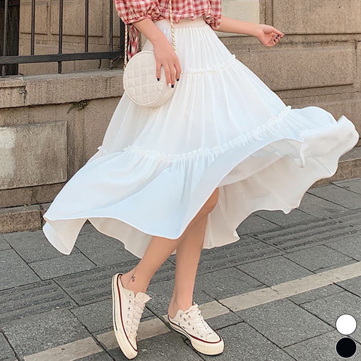 ティアードスカート ロングスカート フレアスカート | aimoha  | 詳細画像1 