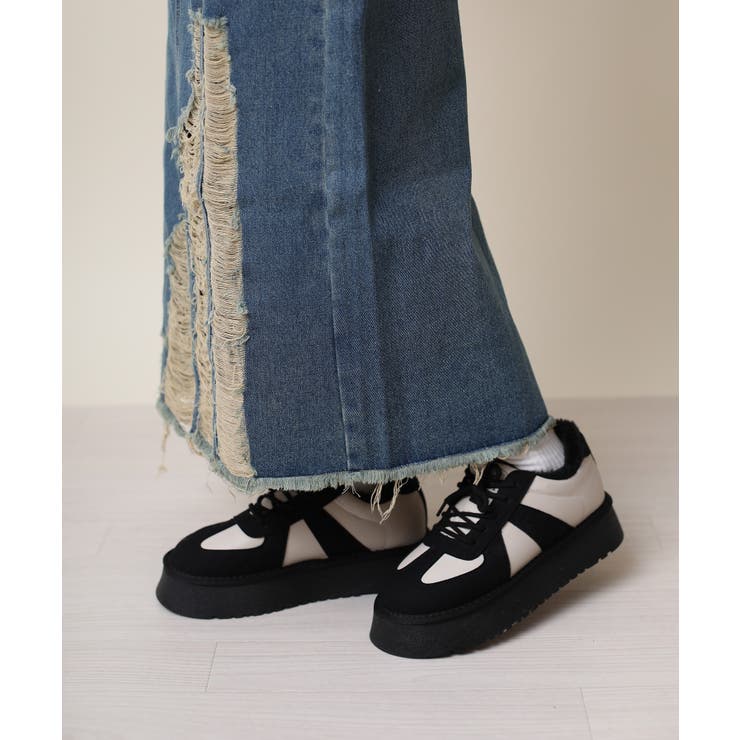 ブラック | 【shoes365】中綿付き 厚底トレーニングシューズ | aimoha 