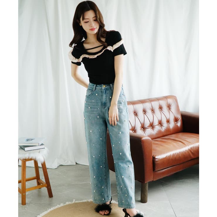 「Jasmine」フリルクロップド丈半袖Tシャツ Jasmine Grandif… | aimoha  | 詳細画像2 