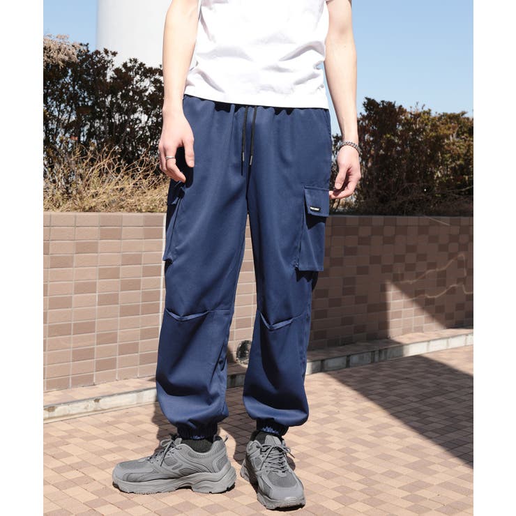 カーゴパンツ アメカジサイドビッグポケット裾絞りカーゴパンツ