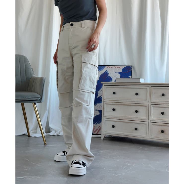 ベージュ | 「Aimoha」ストレートパンツ カーゴパンツ | aimoha 