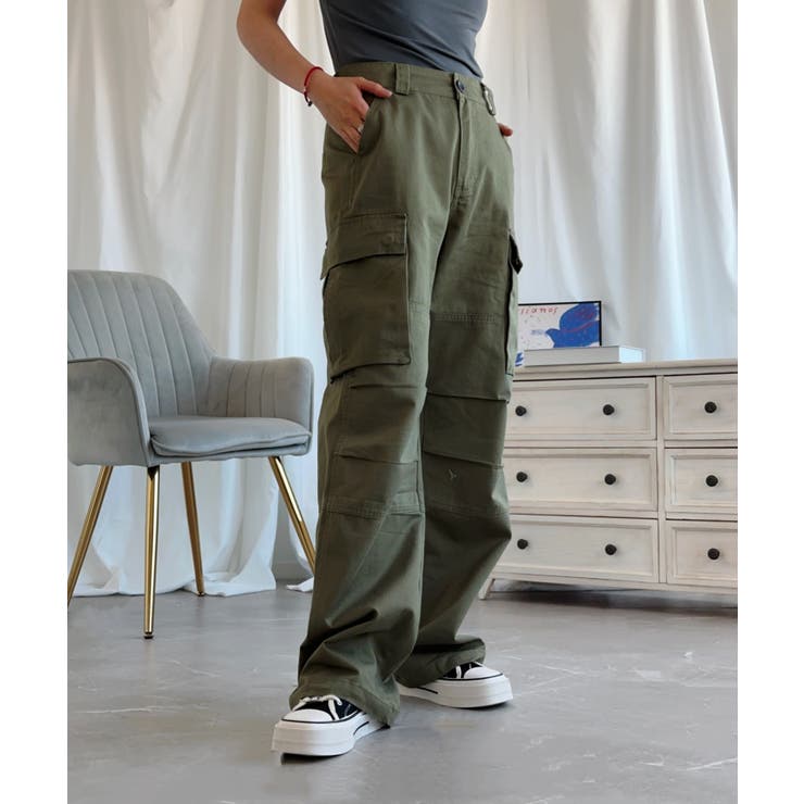 グリーン | 「Aimoha」ストレートパンツ カーゴパンツ | aimoha 