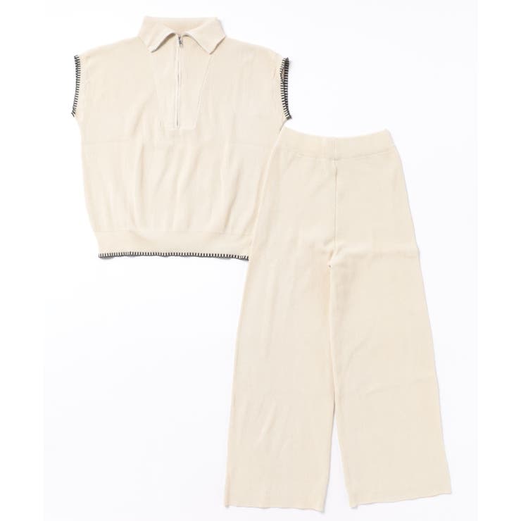 Banico ハーフジップフレンチスリーブサマーニット 涼感素材上下セットアップ | aimoha  | 詳細画像18