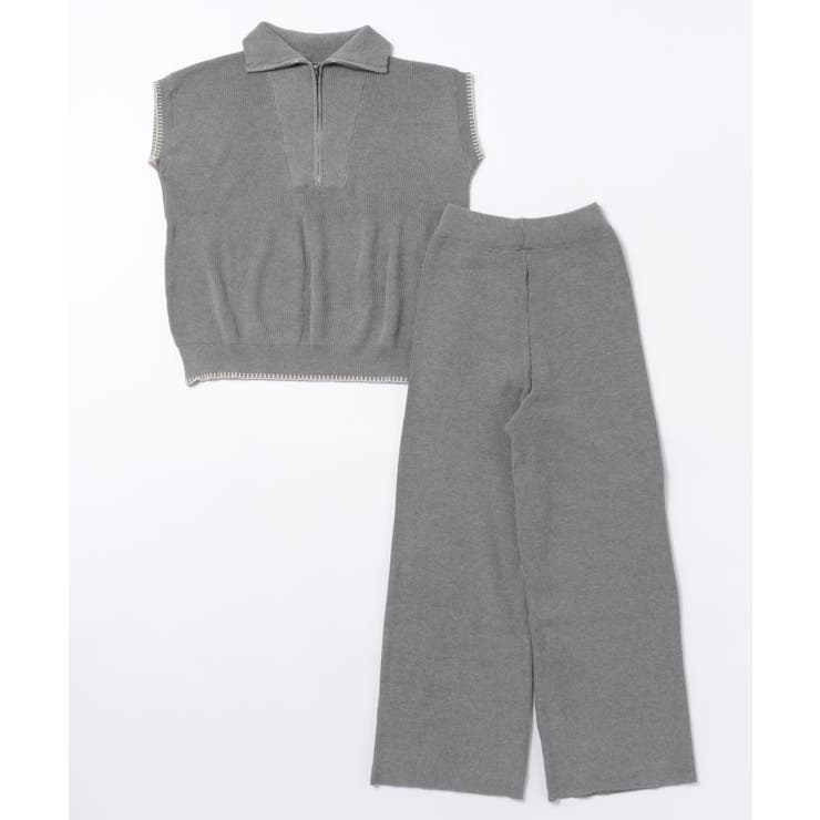 Banico ハーフジップフレンチスリーブサマーニット 涼感素材上下セットアップ | aimoha  | 詳細画像20