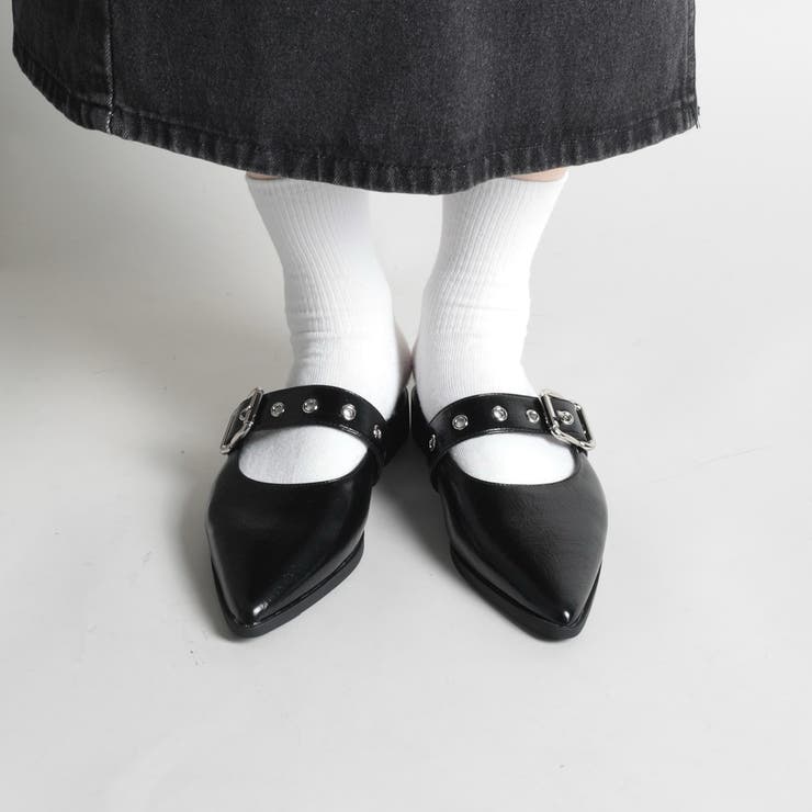 【shoes365】ベルトデザインスリッパ風パンプス 靴 シューズ | aimoha  | 詳細画像1 