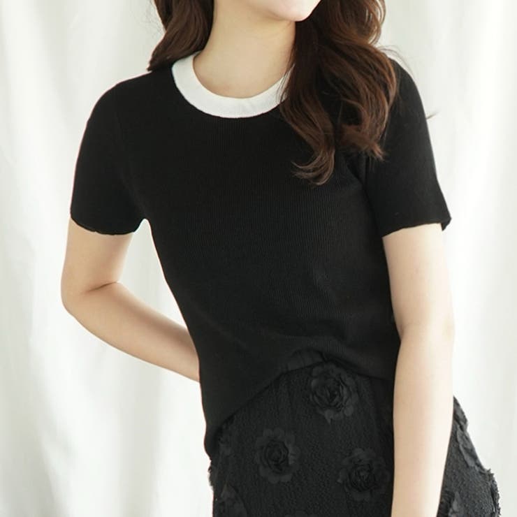 「Jasmine」バイカラーニット半袖Tシャツ レディース【SS】 | aimoha  | 詳細画像19 