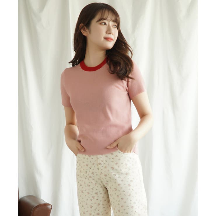 「Jasmine」バイカラーニット半袖Tシャツ レディース【SS】 | aimoha  | 詳細画像5 