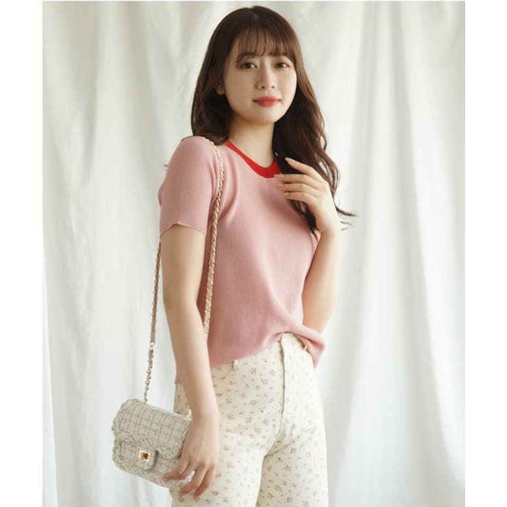 「Jasmine」バイカラーニット半袖Tシャツ レディース【SS】 | aimoha  | 詳細画像6 