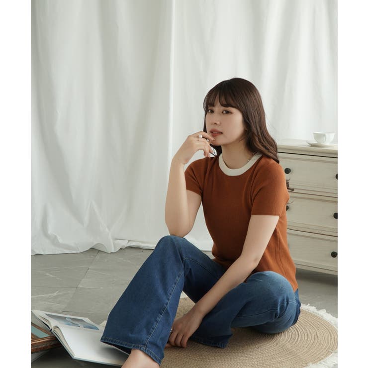 「Jasmine」バイカラーニット半袖Tシャツ レディース【SS】 | aimoha  | 詳細画像10 