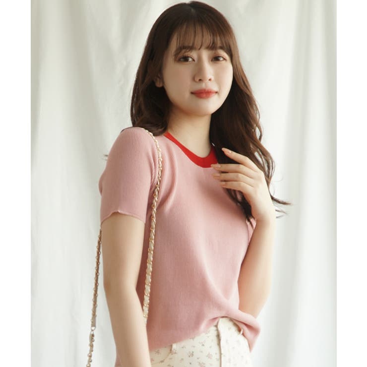 「Jasmine」バイカラーニット半袖Tシャツ レディース【SS】 | aimoha  | 詳細画像14 
