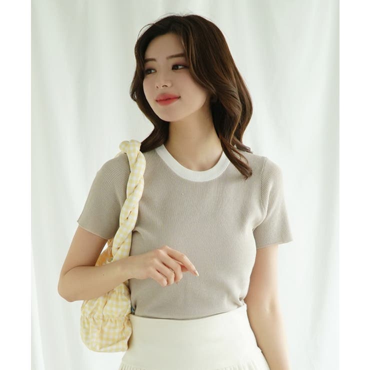 「Jasmine」バイカラーニット半袖Tシャツ レディース【SS】 | aimoha  | 詳細画像15 