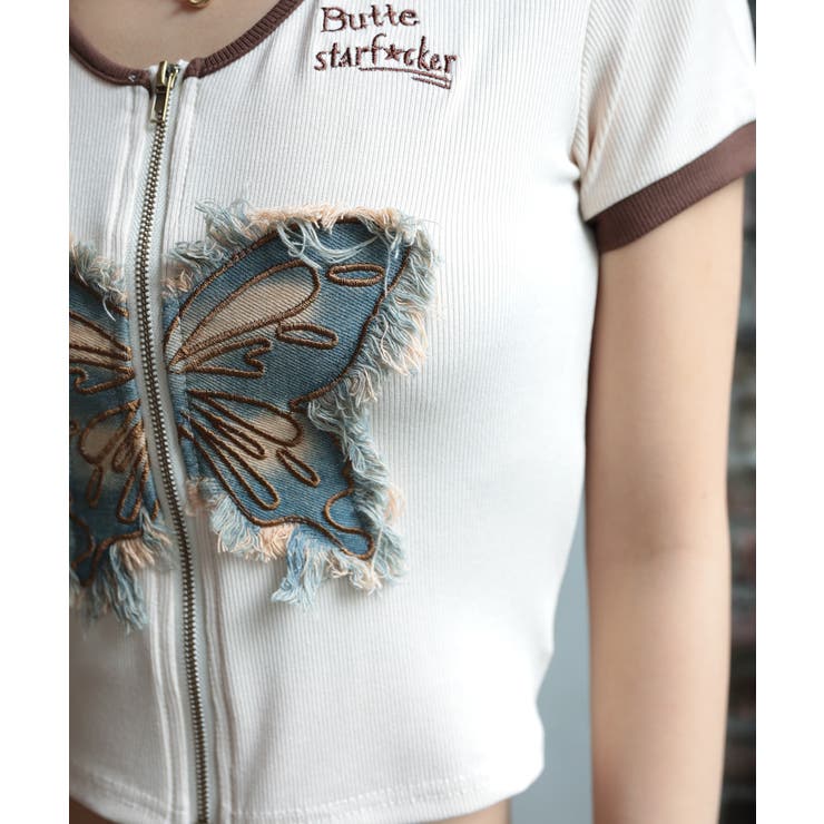 【HOOK】for girls アメカジバターフライプリントジップトップス【SS… | HOOK | 詳細画像6 