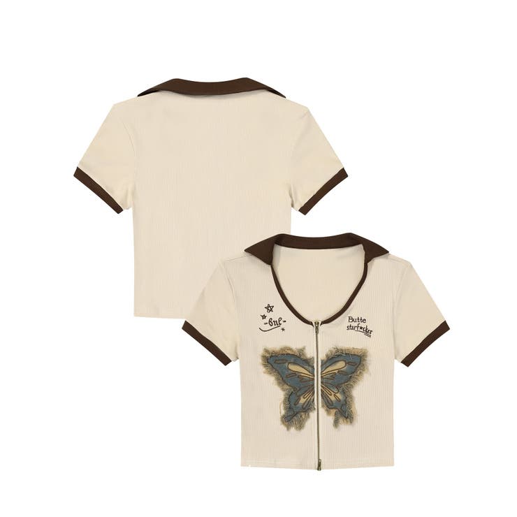 【HOOK】for girls アメカジバターフライプリントジップトップス【SS… | HOOK | 詳細画像12 