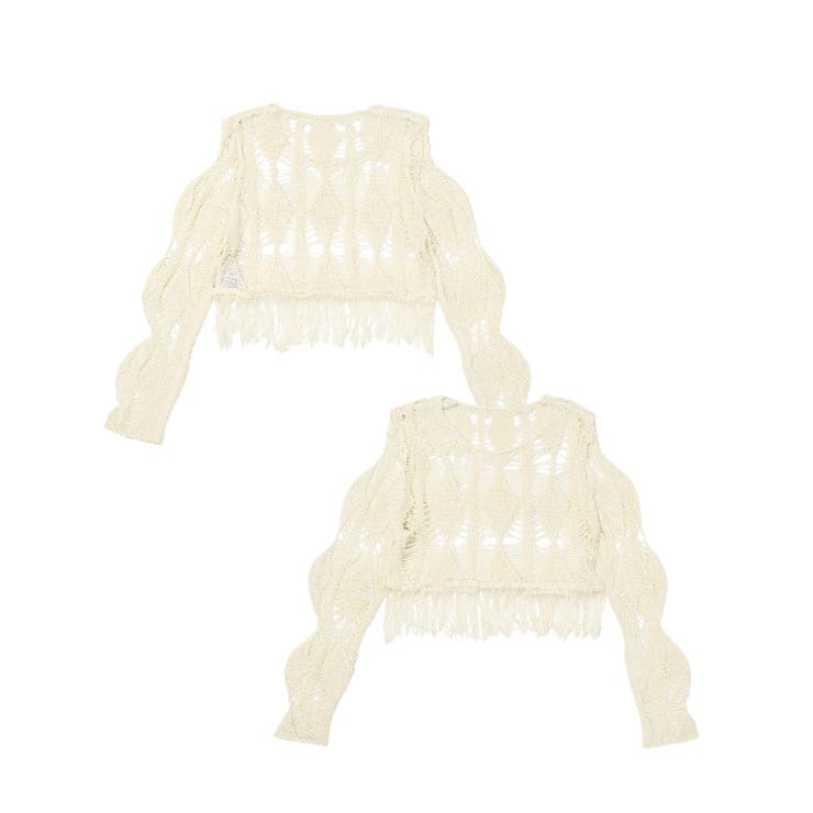 ライトベージュ | 【HOOK】for girls  透かし編みフリンジサマーニット | HOOK