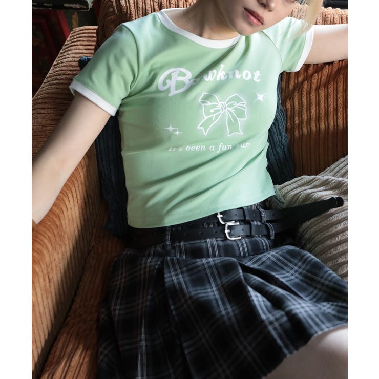 【HOOK】for girls リボンプリントリンガーtシャツ【SS】 | HOOK | 詳細画像4 