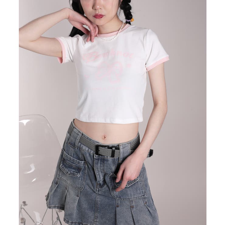 【HOOK】for girls リボンプリントリンガーtシャツ【SS】 | HOOK | 詳細画像11 