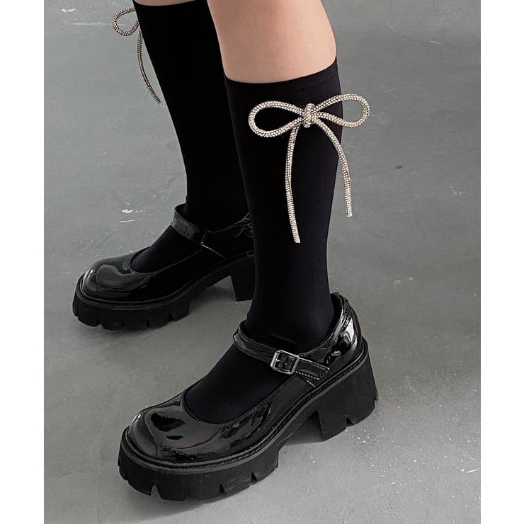 ブラック1 | 「Jasmine」リボンソックス レディース Jasmine | aimoha 