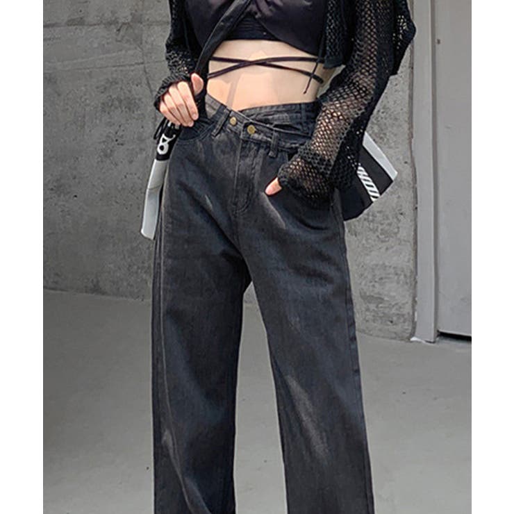 ダークグレー | 【Jasmine】ウエストデザインデニムパンツ Jasmine Grandifl… | aimoha 