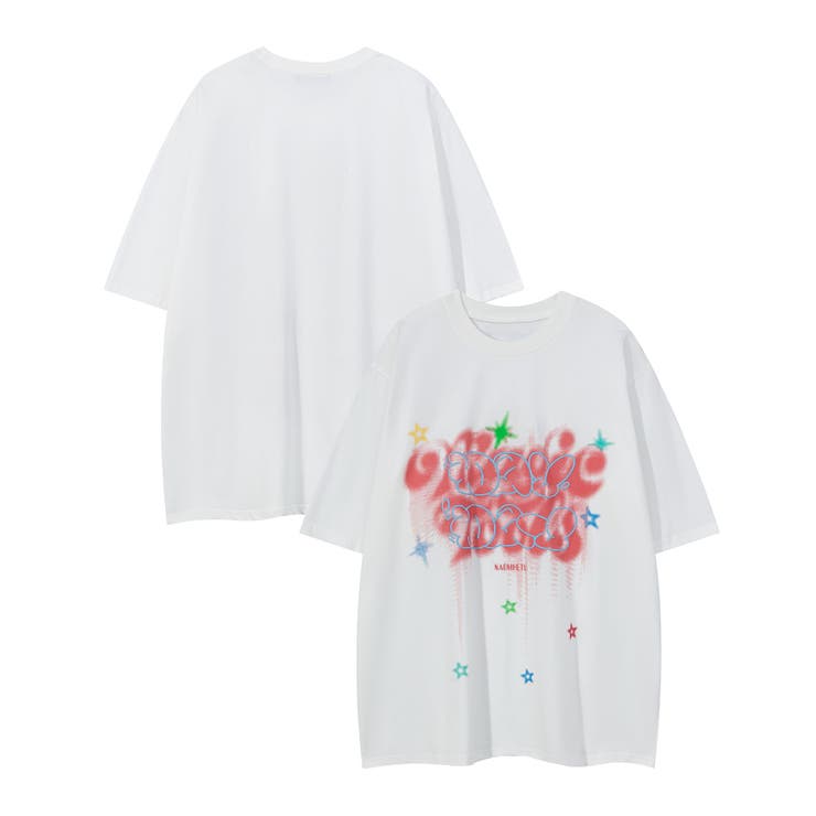 ホワイト1 | HOOK -select-  ポッププリント半袖TEE Tシャツ【SS】 | HOOK