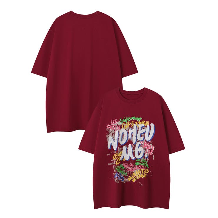 ワインレッド2 | HOOK -select-  ポッププリント半袖TEE Tシャツ【SS】 | HOOK
