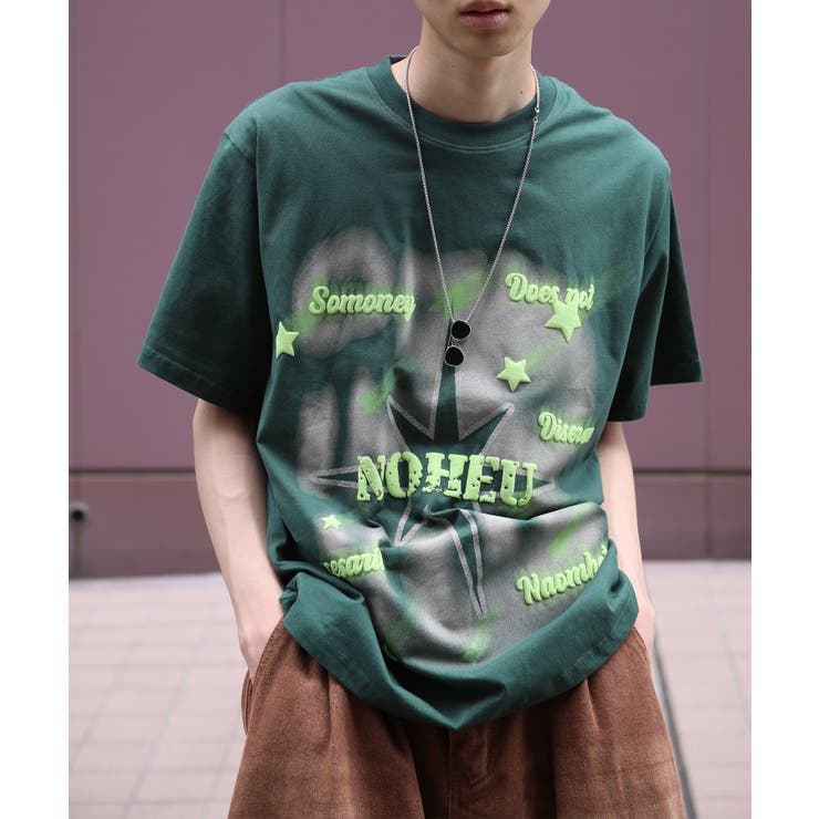 ダークグリーン | HOOK -select-  ポッププリント半袖TEE Tシャツ【SS】 | HOOK