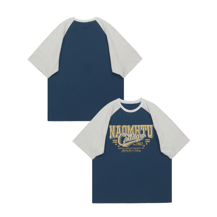 HOOK select アメカジ英字プリントラグランスリーブビッグTEE[品番