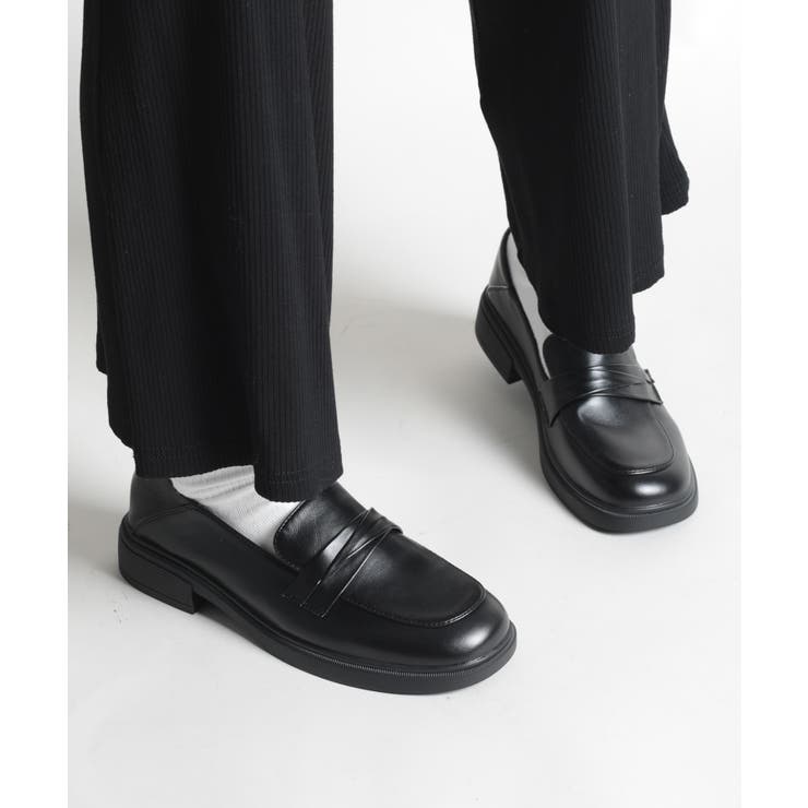 ブラック | 【shoes365】ミドルヒールローファー | aimoha 
