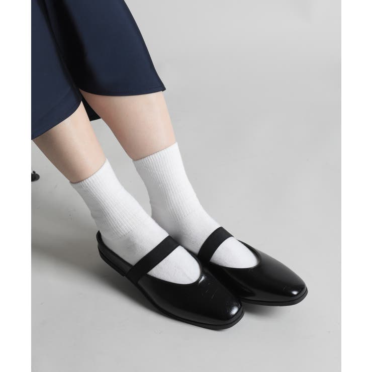 shoes365】ゴムバンド付きスリッパー風パンプス 靴 シューズ