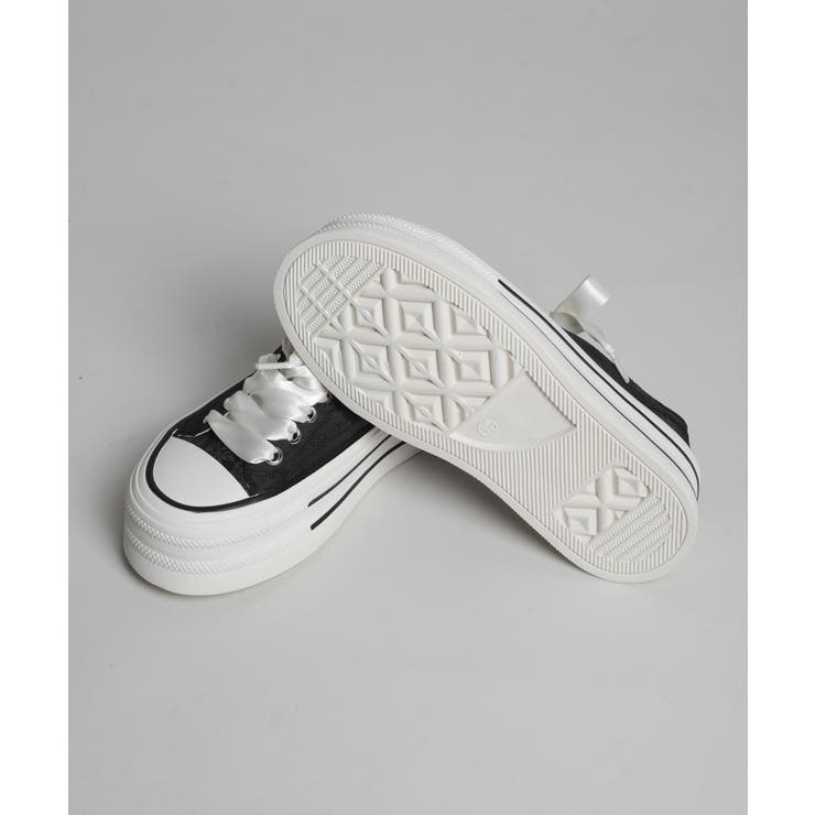 shoes365】刺繍模様のリボン紐厚底スニーカー[品番：XT000010806