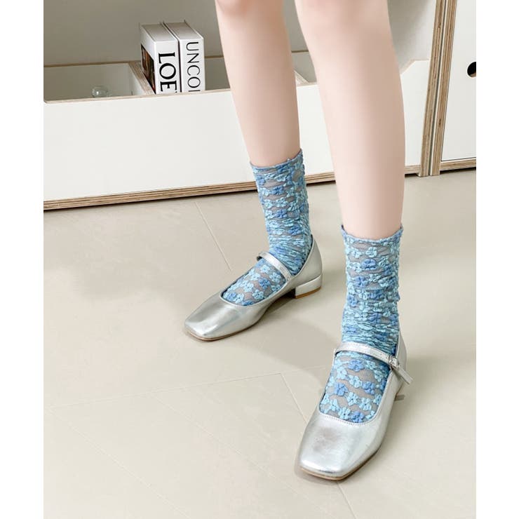 【mosox】 韓国風花柄透け感ソックス | aimoha  | 詳細画像10 