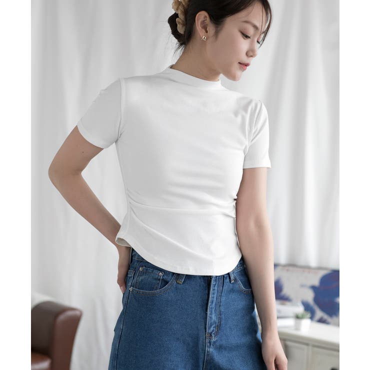 ホワイト | Tシャツ フェミニン半袖トップス レディース【SS】 | aimoha 