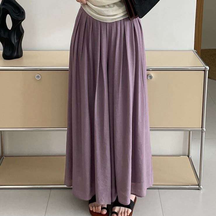 薄手タックワイドパンツ | aimoha  | 詳細画像1 