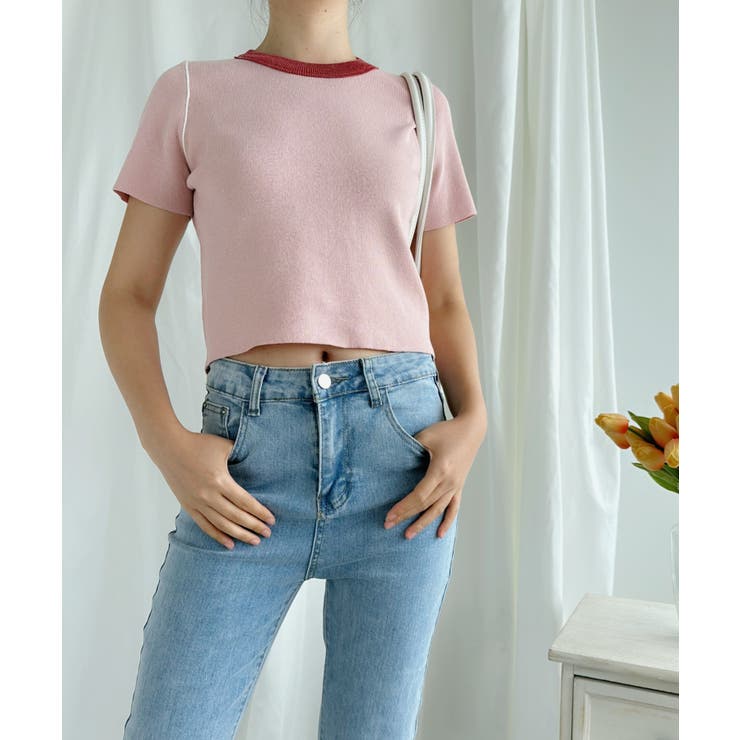 ピンク | カラフルバインダーネックTシャツ【SS】 | aimoha 