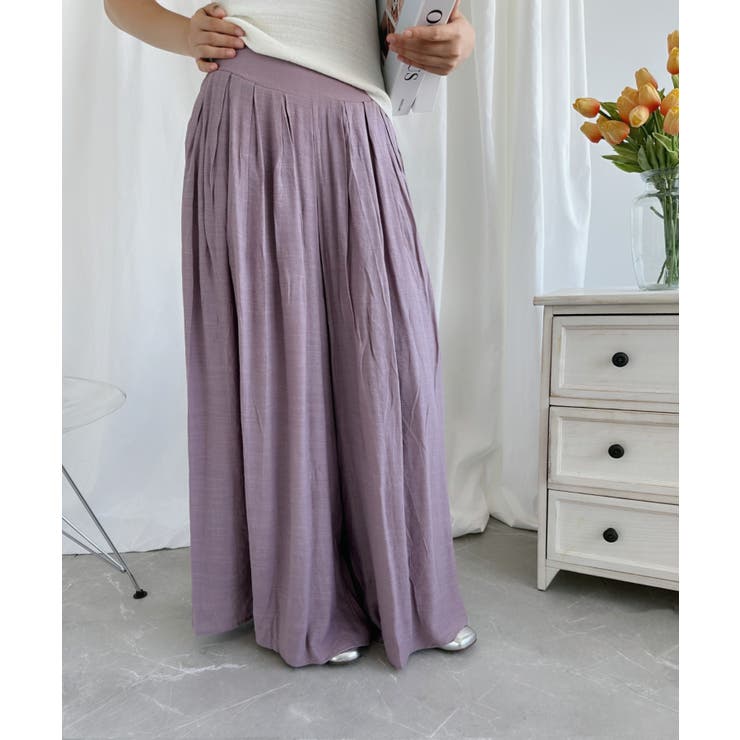 薄手タックワイドパンツ | aimoha  | 詳細画像2 