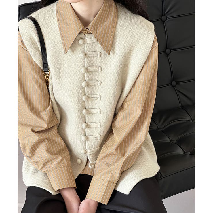 チャイナボタンニットベスト 韓国 【AW】 | aimoha  | 詳細画像9 