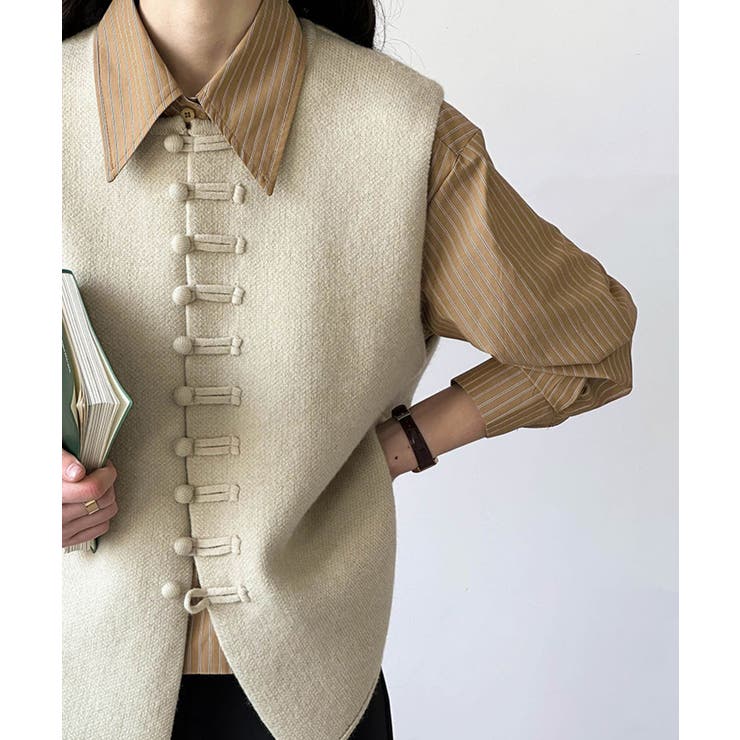 チャイナボタンニットベスト 韓国 【AW】 | aimoha  | 詳細画像12 