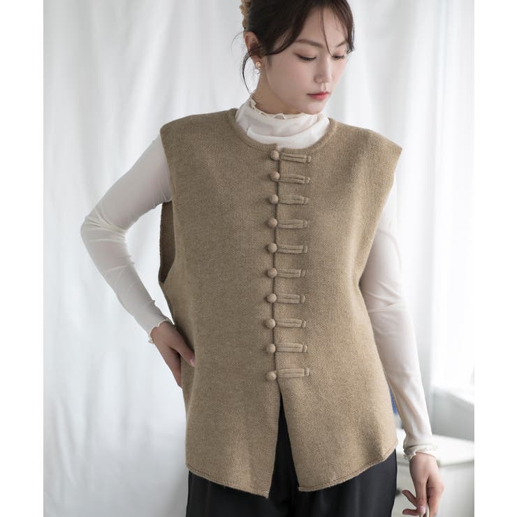 チャイナボタンニットベスト 韓国 【AW】 | aimoha  | 詳細画像16 