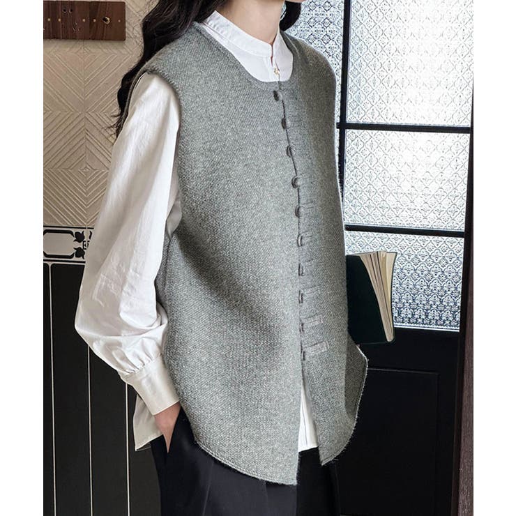 チャイナボタンニットベスト 韓国 【AW】 | aimoha  | 詳細画像17 