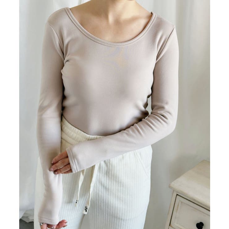 グレージュ | 【Aimoha】Uネック裏起毛インナートップス【AW】 | aimoha 