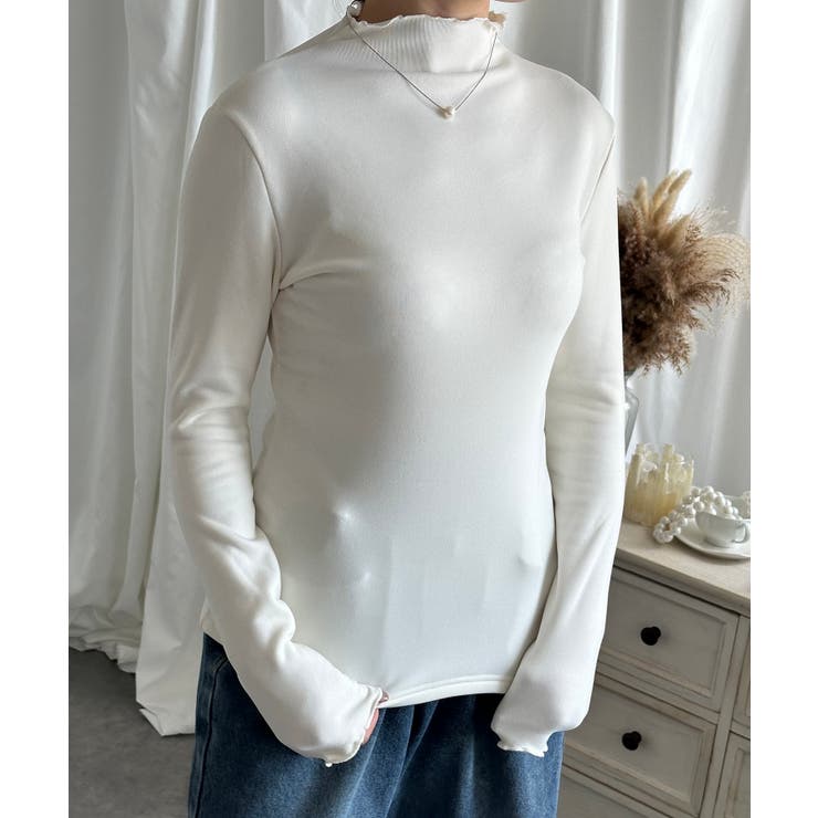 ホワイト | aimoha/フリル裏起毛裏ボアインナートップス ハイネック【AW】 | aimoha 