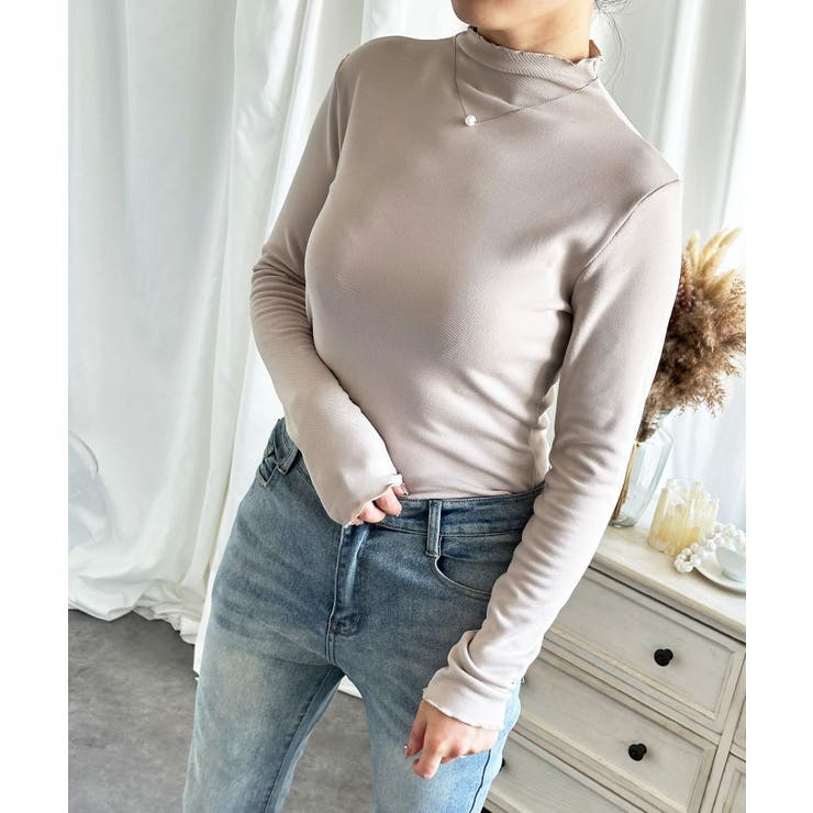 グレージュ | aimoha/フリル裏起毛裏ボアインナートップス ハイネック【AW】 | aimoha 