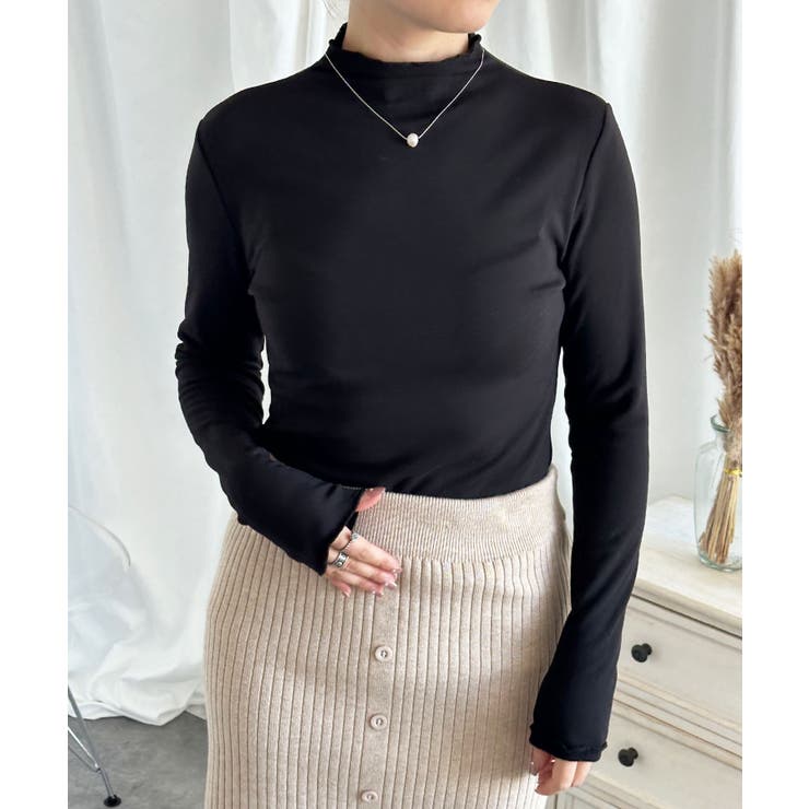 ブラック | aimoha/フリル裏起毛裏ボアインナートップス ハイネック【AW】 | aimoha 